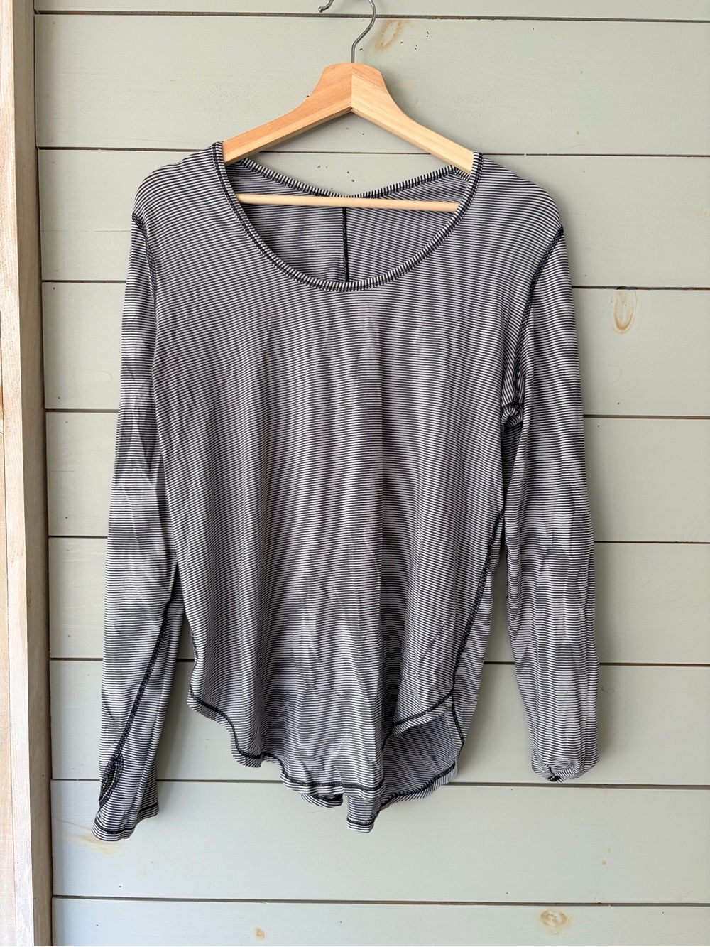 Lululemon Yogini 5 Year Long Sleeve Tee Black White Stripe